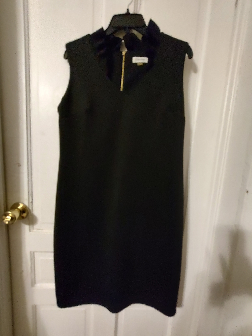 Calvin Klein Black Sleeveless Shift Dress with Gold Zip